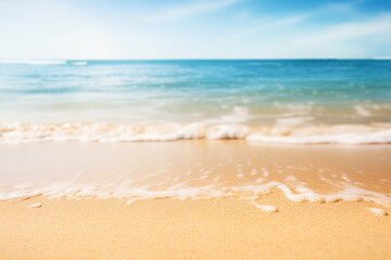 beach and sea, beautiful, summer, sunny, bright, natural light, waves, picnic.
