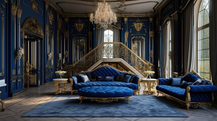 Poster - sophisticated house interior blue