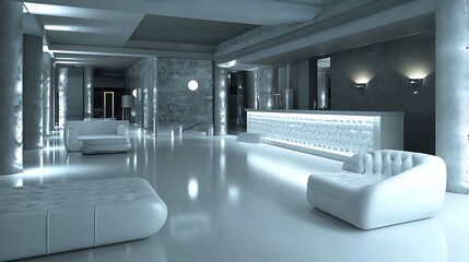 Wall Mural - Modern Minimalist White Lounge Interior Design