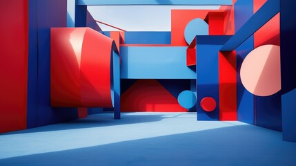 Wall Mural - geometric blue and red