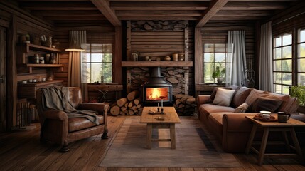 Wall Mural - cozy brown wood