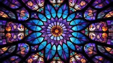 Poster - geometric stained glass seamless texture