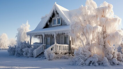 Poster - icicles frozen house