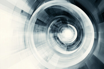 Poster - spiral of light and dark colors with a white background. The spiral is a representation of a tunnel or a vortex. The colors and shapes create a sense of movement and energy