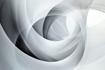 Poster - white and black abstract painting with a spiral shape. The painting is a mix of black and white colors and has a very abstract and modern look
