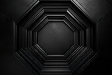Poster - black and white photo of a room with a black and white frame. The room is empty and has a dark, moody atmosphere