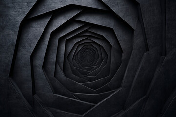 Poster - black and white photo of a spiral with a dark mood. The spiral is made up of many small squares, and the photo is very dark