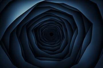 Poster - dark blue spiral with a hole in the middle. The spiral is very deep and the hole is very small