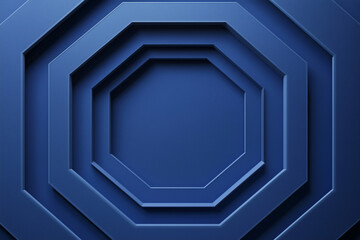 Aufkleber - blue octagon with a blue background. The octagon is made of metal and has a shiny, reflective surface