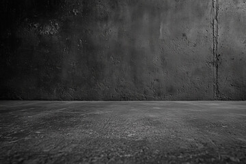 Poster -  large empty room with a grey wall. The room is empty and has no furniture. The wall is made of concrete and has a rough texture