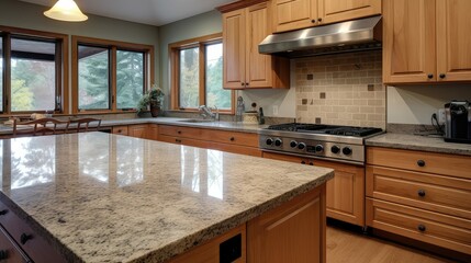 Wall Mural - polished granite countertop kitchen