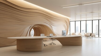 Wall Mural - feature curved wood background