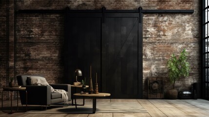 Canvas Print - industrial black doors