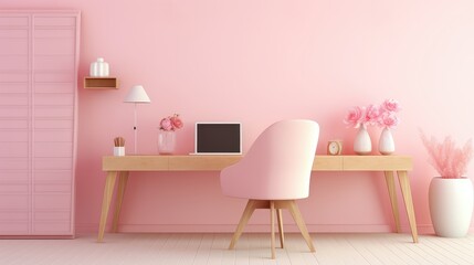 Wall Mural - uncluttered pink office