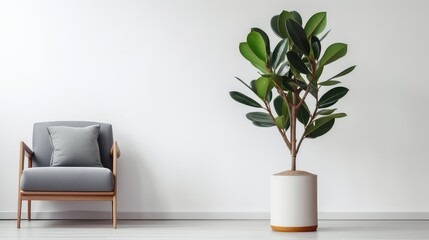 Poster - pot rubber tree plant