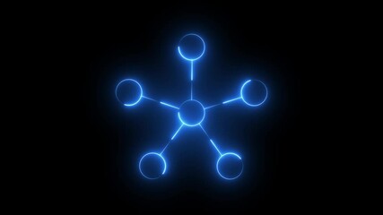 Computer topology icon animation. star topology sign. Animation of glowing neon Molecule model. Global internet connection icon animation.