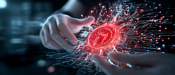 Poster - Digital currency revolution virtual environment 3d animation tech innovation close-up view cryptocurrency concept