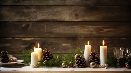 Poster - setting holiday wooden background