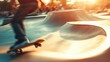 © Stephen - Skateboarder Performing Trick in Concrete Skatepark with Motion Blur