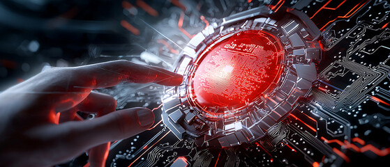 Poster - Futuristic tech interaction cybernetic lab digital art high-tech environment close-up view human-machine connection