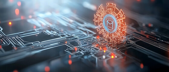 Poster - Digital innovation in technology circuitry and data flow virtual space graphic design futuristic environment abstract concept