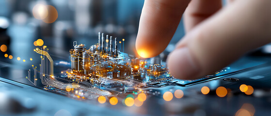 Poster - Innovative technology interaction modern lab digital circuitry futuristic setting close-up view advanced electronics