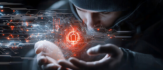 Poster - cybersecurity breach prevention techniques digital space infographic futuristic environment close-up
