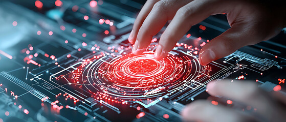 Poster - Technological innovation in action advanced holographic interface manipulation digital space visual content futuristic environment