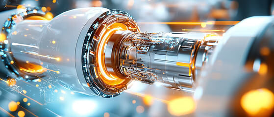 Poster - Innovative robotics mechanism high-tech lab 3d render futuristic environment macro view engineering concept