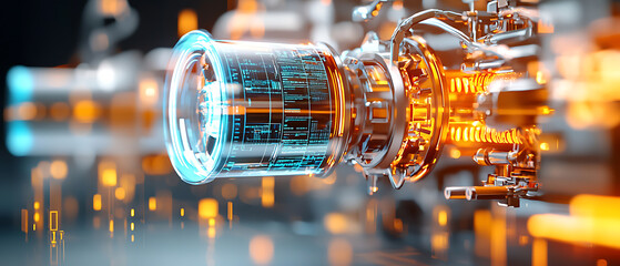 Poster - Futuristic technology showcase high-tech laboratory digital art sci-fi environment close-up view innovation concept
