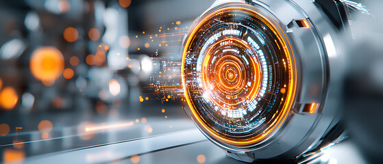 Poster - Exploring futuristic technology innovations in a high-tech environment with dynamic visual elements