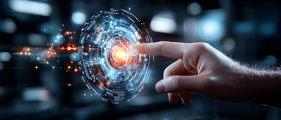 Poster - Interactive technology futuristic touch interface digital realm visual art high-tech environment close-up innovation