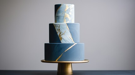 Wall Mural - minimalist cake blue