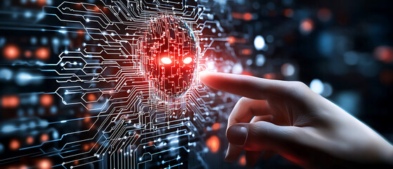 Poster - Exploring the intersection of human touch and artificial intelligence in a futuristic digital landscape