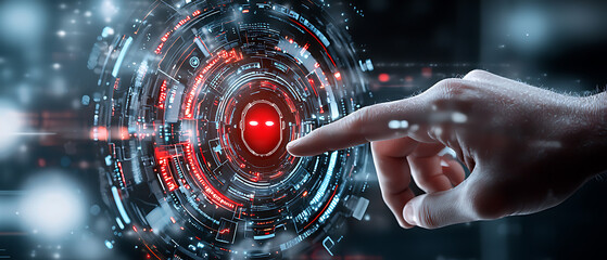 Poster - Interactive technology interface futuristic setting digital art virtual environment close-up view innovative concepts
