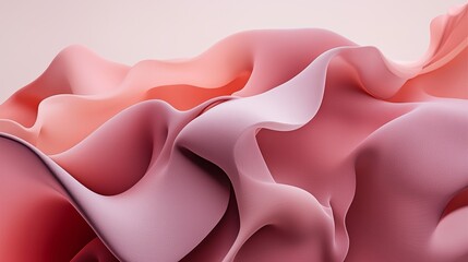 Poster - Abstract delicate fabric folds in soft shades of pink and coral