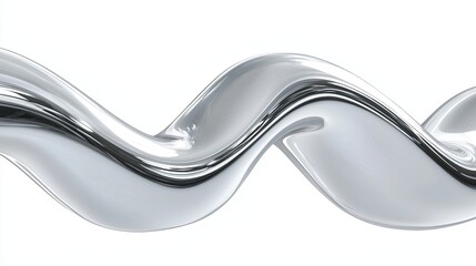 Poster - Smooth Metallic Wave Sculpture on White Background for Minimalist Design
