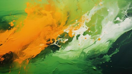 Wall Mural - paint abstract green and orange background