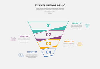Aufkleber - funnel base shape infographic outline style with 4 point template with outline reverse pyramid with 