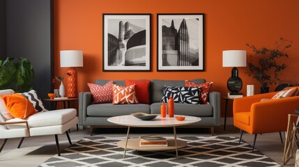 Wall Mural - room orange graphic