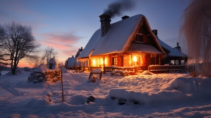 Wall Mural - roof village house