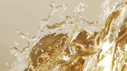 Poster - Sparkling Water Splash with Golden Hues and Soft Background