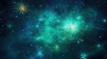 Wall Mural - burst blue green starburst