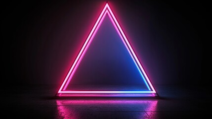Poster - Neon Triangle Glow in Dark Space with Vibrant Color Effects