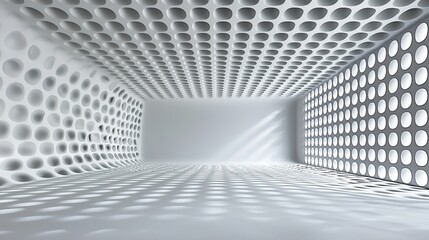 Poster - Abstract Interior Space with Polka Dot Patterns and Light Shadows