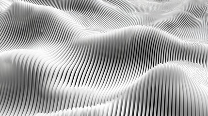 Poster - Abstract White Wavy Pattern with Textured Lines in Minimalist Style