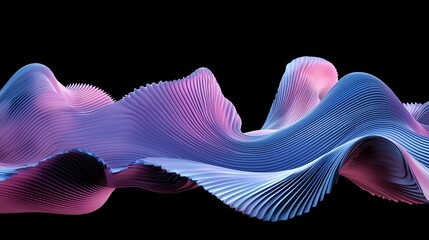 Poster - Abstract Flowing Waves in Blue and Pink Tones on Black Background
