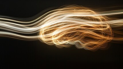 Poster - Abstract representation of brain with flowing light trails in dark
