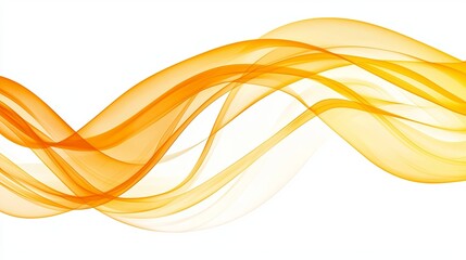Poster - Flowing Orange and Yellow Abstract Waves on White Background