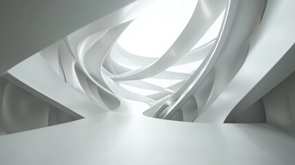 Poster - Abstract White Interior with Curved Lines and Smooth Textures